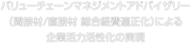 バリューチェーンマネジメントアドバイザリー（間接材/直接材 総合経費適正化）による企業活力活性化の実現