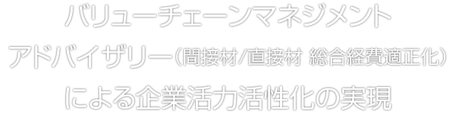 バリューチェーンマネジメントアドバイザリー（間接材/直接材 総合経費適正化）による企業活力活性化の実現